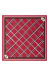 Burberry Medium Check Ekd Stamp Square Silk Twill Scarf In Red