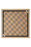 Burberry Medium Check Ekd Stamp Square Silk Twill Scarf In Brown