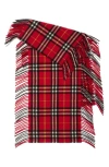 Burberry Medium Check Happy Fringe Cashmere Scarf In Currant