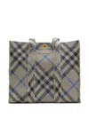 Burberry Womens Lichen Check Ribbed-weave Medium Knit Tote Bag In Neutrals
