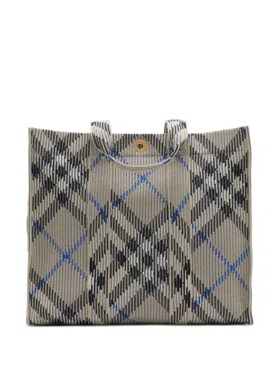 BURBERRY MEDIUM CHECK KNITTED TOTE BAG