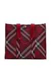 Burberry Medium Check Knitted Tote Bag In Red
