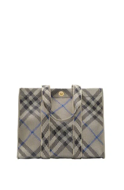 Burberry Medium Check Knitted Tote In Green