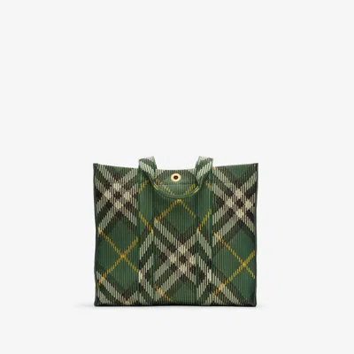 Burberry Medium Check Knitted Tote In Brown