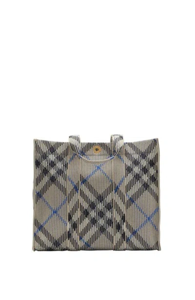 Burberry Medium Check Knitted Tote In Lichen