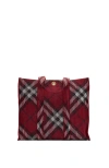 Burberry Medium Check Knitted Tote Bag In Scarlet