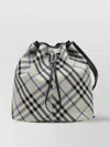 Burberry Medium Check Pattern Bucket Bag With Leather Trim