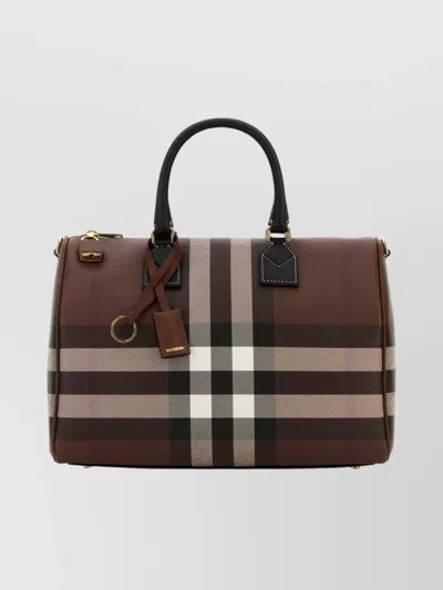BURBERRY MEDIUM CHECK PATTERN CANVAS HANDBAG