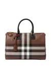Burberry Medium Check-pattern Leather Bowling Bag In Braun