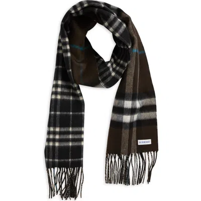Burberry Medium Check Reversible Cashmere Fringe Scarf