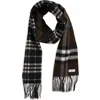 Burberry Medium Check Reversible Cashmere Fringe Scarf In Snug/black Calico