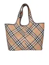 BURBERRY MEDIUM CHECK SAND TOTE BAG