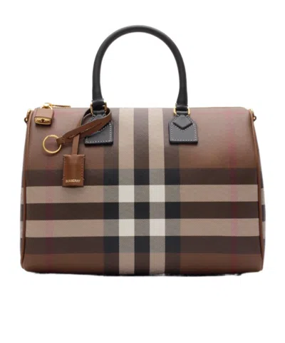Burberry Medium Check Satchel Bag In Multi
