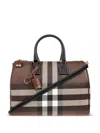 Burberry Medium Check Satchel Bag In Braun