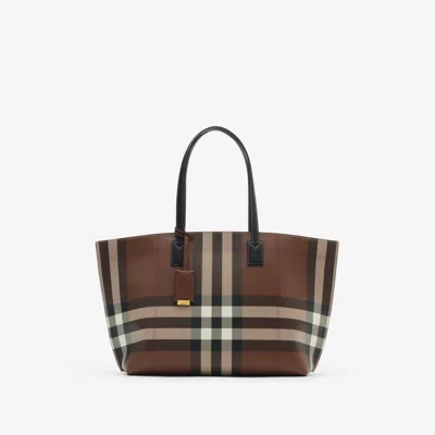 Burberry Medium Check Tote In Brown