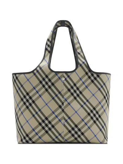 Burberry Medium Check Tote Bag In Gray