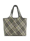 Burberry Check Medium Knitted Tote Bag In Neutrals