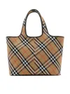 Burberry Media Check Tote Bag In Nude & Neutrals