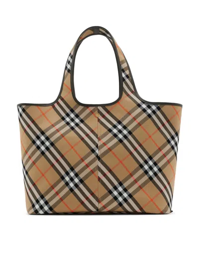 Burberry Medium Check Tote In Black