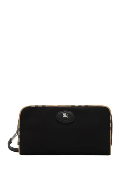 Burberry Medium Check Trim Travel Pouch In Black