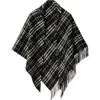 Burberry Women Black Check Wool And Cashmere Cape In Black