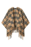 Burberry Charlotte Cape With Plaid Pattern And Fringe