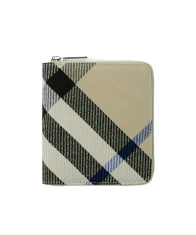 Burberry Medium Check Zip Wallet In Neutrals