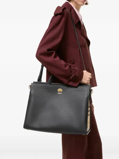 Burberry Medium Cotswolds Check Tote In Black