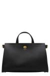 Burberry Mini Cotswold Grained Leather Top Handle Bag In Black