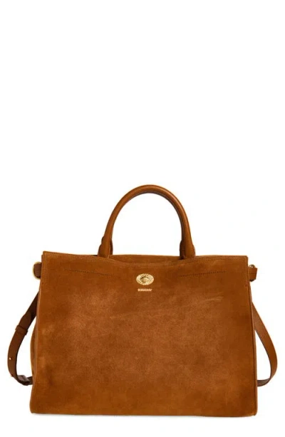 Burberry Medium Cotswolds Suede Tote In Brown