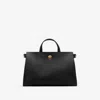 Burberry Mini Cotswold Grained Leather Top Handle Bag In Black