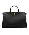 Burberry Mini Cotswold Grained Leather Top Handle Bag In Black