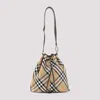 Burberry Beige Medium Check Bucket Bag In Brown