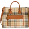 Burberry Medium Freya Check Coated Canvas Tote