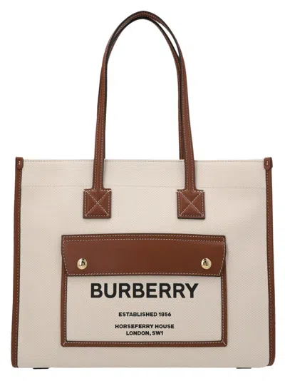 Burberry Medium Freya Shopping Bag In Brown