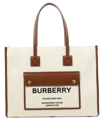 Burberry Medium Freya Shoulder Bags Beige In Neutral