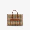 Burberry Printed Cotton Medium Freya Shopping Bag In Archive Beige/briar Brown