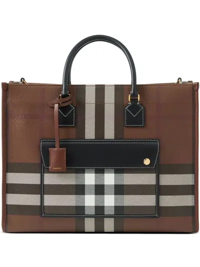 Burberry Medium Freya Tote Bag In Braun