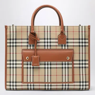 Burberry Medium Freya Tote Bag Check Pattern