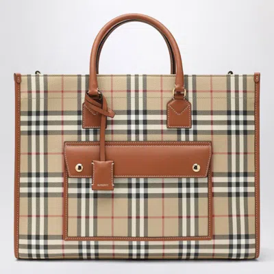 Burberry Medium Freya Tote Bag Check Pattern