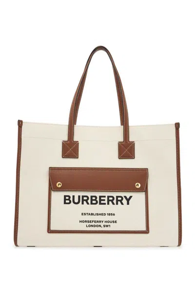 Burberry Medium Freya Tote Bag In Neutro