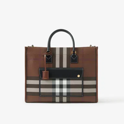 Burberry Medium Freya Tote In Dark Birch Brown