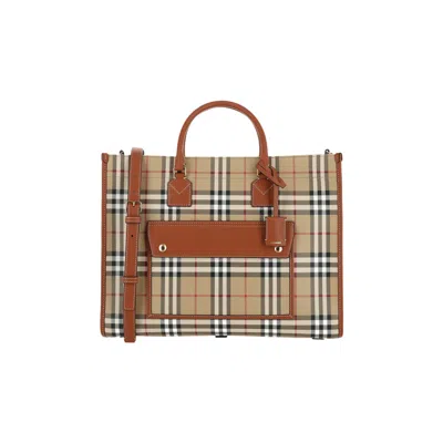 Pre-owned Burberry Medium Freya Tote 'vintage Check/briar Brown' | Women's Size Onesize