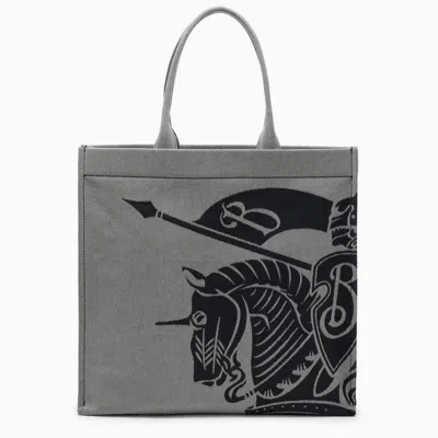 Burberry Medium Grey Canvas Tote Bag With Logo Men In White