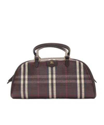 BURBERRY BURBERRY HIGHLANDS CHECKED MEDIUM BOWLING TOTE BAG