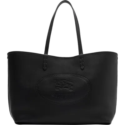 Burberry Medium Highlands Leather Tote In Black