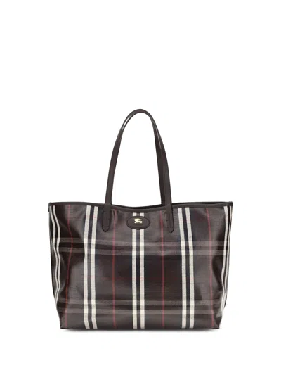 Burberry Womens Mahogany Medium Highlands Cotton-blend Tote Bag In Multi
