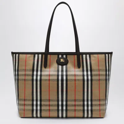 BURBERRY MEDIUM HIGHLANDS TOTE BAG IN CHECK PATTERN