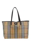 Burberry Medium Tote Bag Highlands Rectangular Check In Neutral