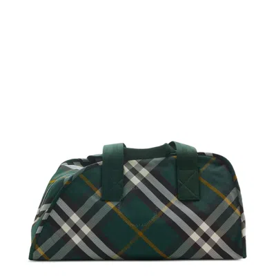 Burberry Medium Shield Check-pattern Duffle Bag In Green